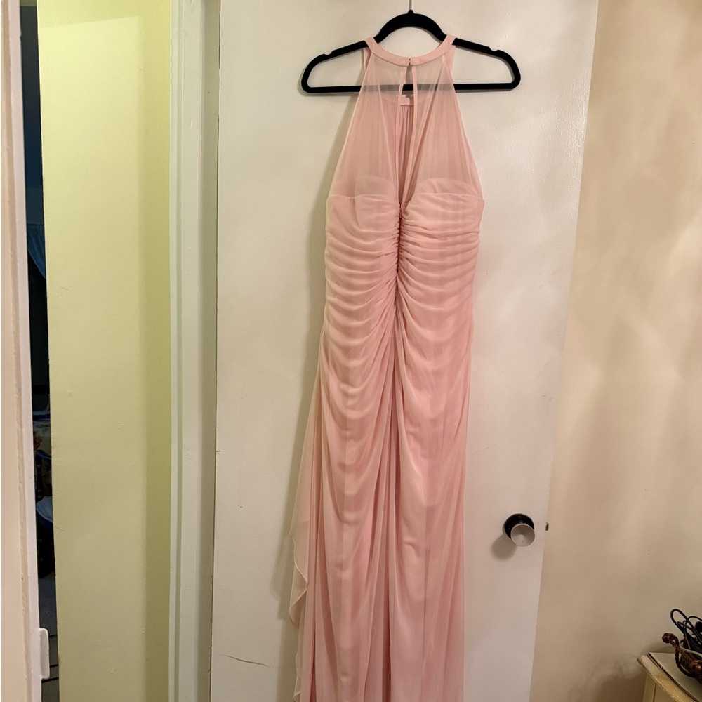David's Bridal Elegant Blush Backless Gown